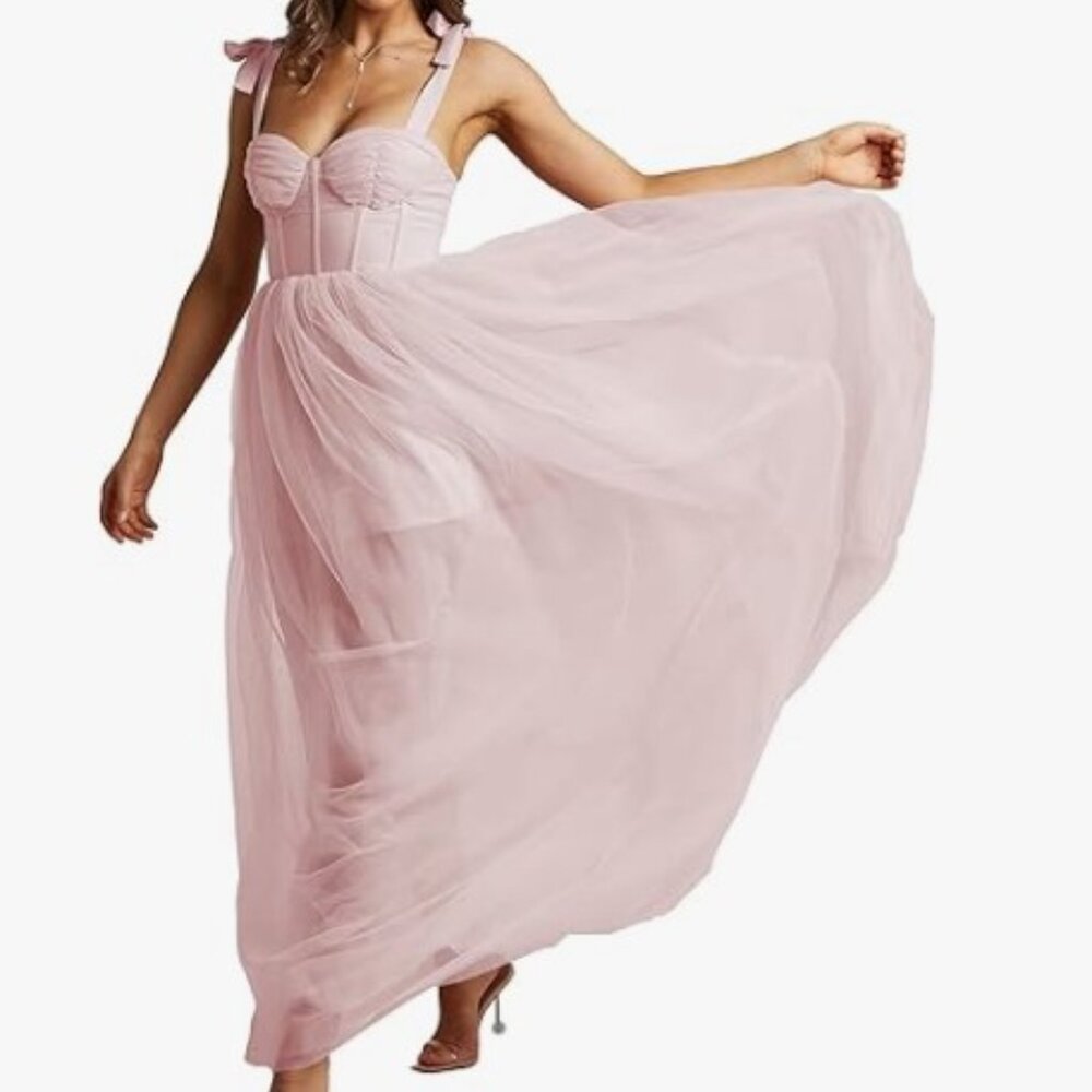 Elegant Flowy Prom Dresses for Teens Ball Gown Formal Corset Tulle Dress